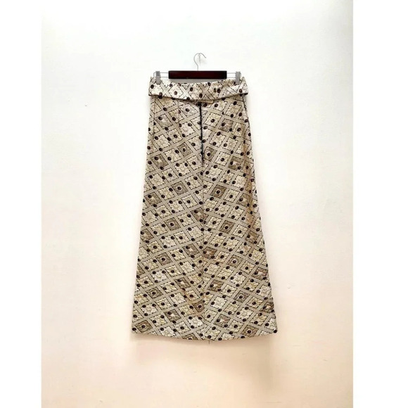 Vintage - Gold Silver Thread Jacquard Pattern Maxi Skirt - Picture 3 of 7